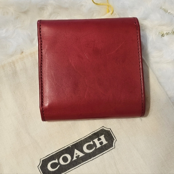 Vintage Coach Water Buffalo Leather Kisslock Wallet / French Purse ( Red ) - Picture 8 of 14